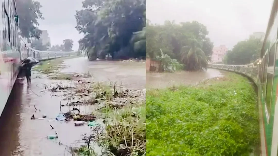 টানা বর্ষণে রেললাইনে পানি, আটকা কক্সবাজারগামী ‘পর্যটক এক্সপ্রেস’