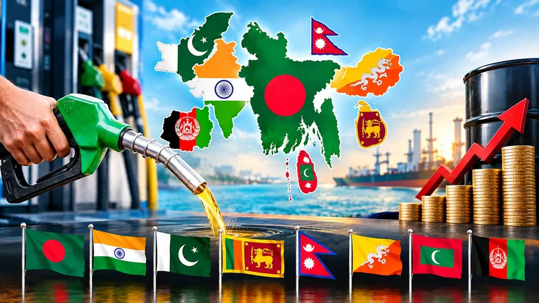 জ্বালানির দাম দক্ষিণ এশিয়ার কোন দেশে কত?